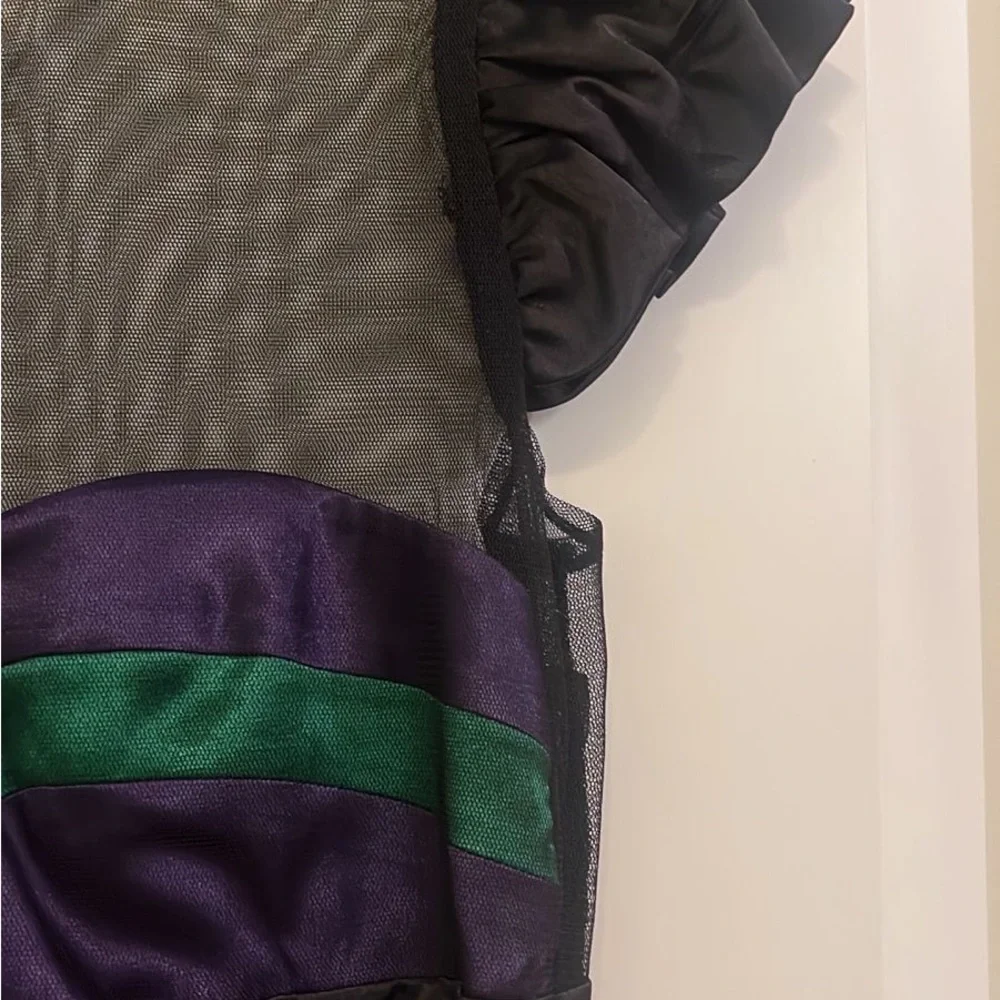 Y2K Black and Purple sheer Ruffled short sleeve blouse Blouse size 8 - Picture 6 of 6